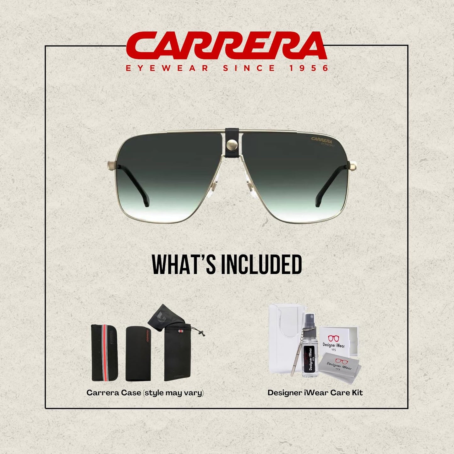 Carrera 1018/S Square Sunglasses for Men for Women + BUNDLE with Designer Iwear Eyewear Care Kit
