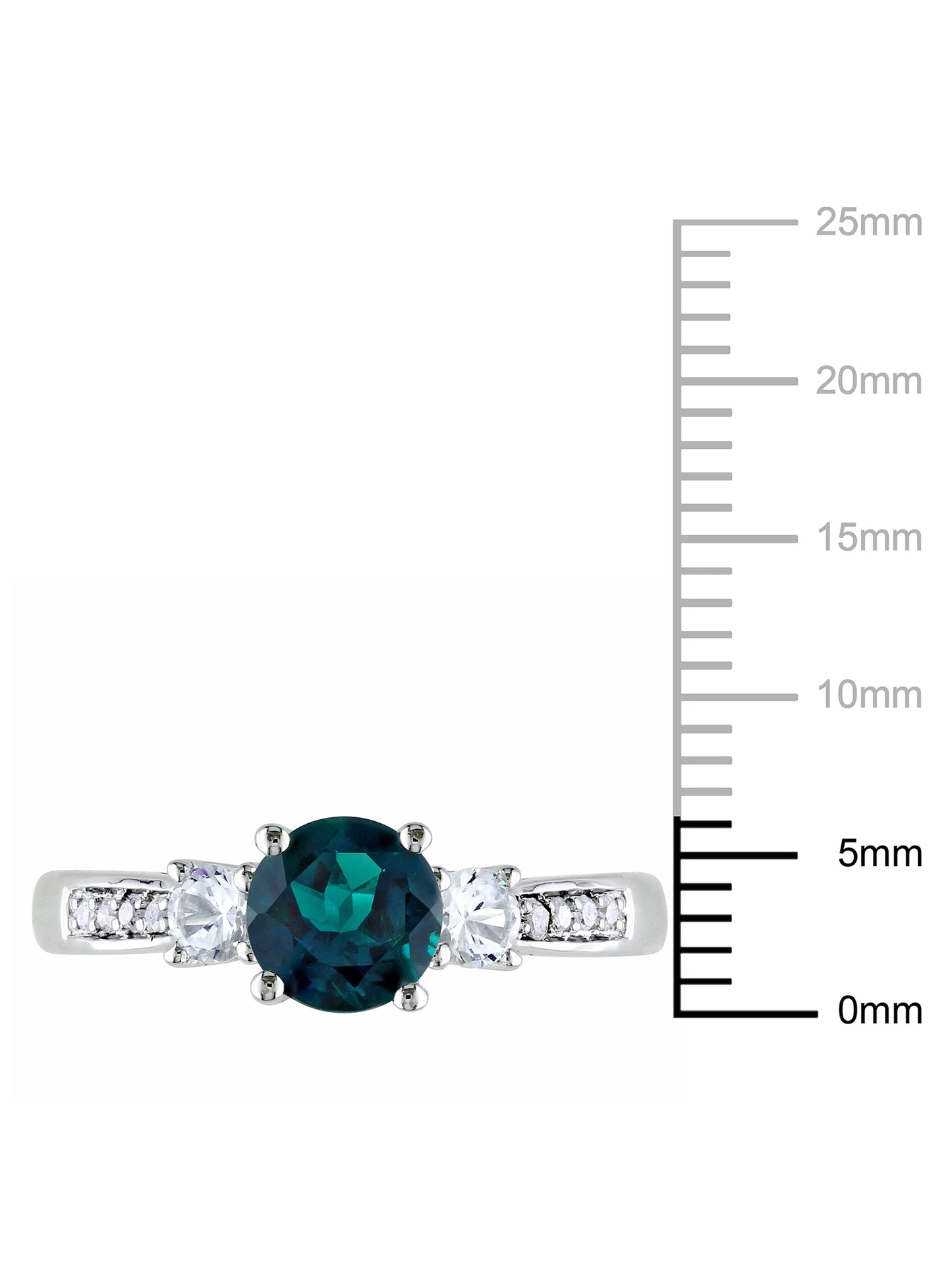 Women'S Created Sapphire and Created Emerald 10K White Gold Ring