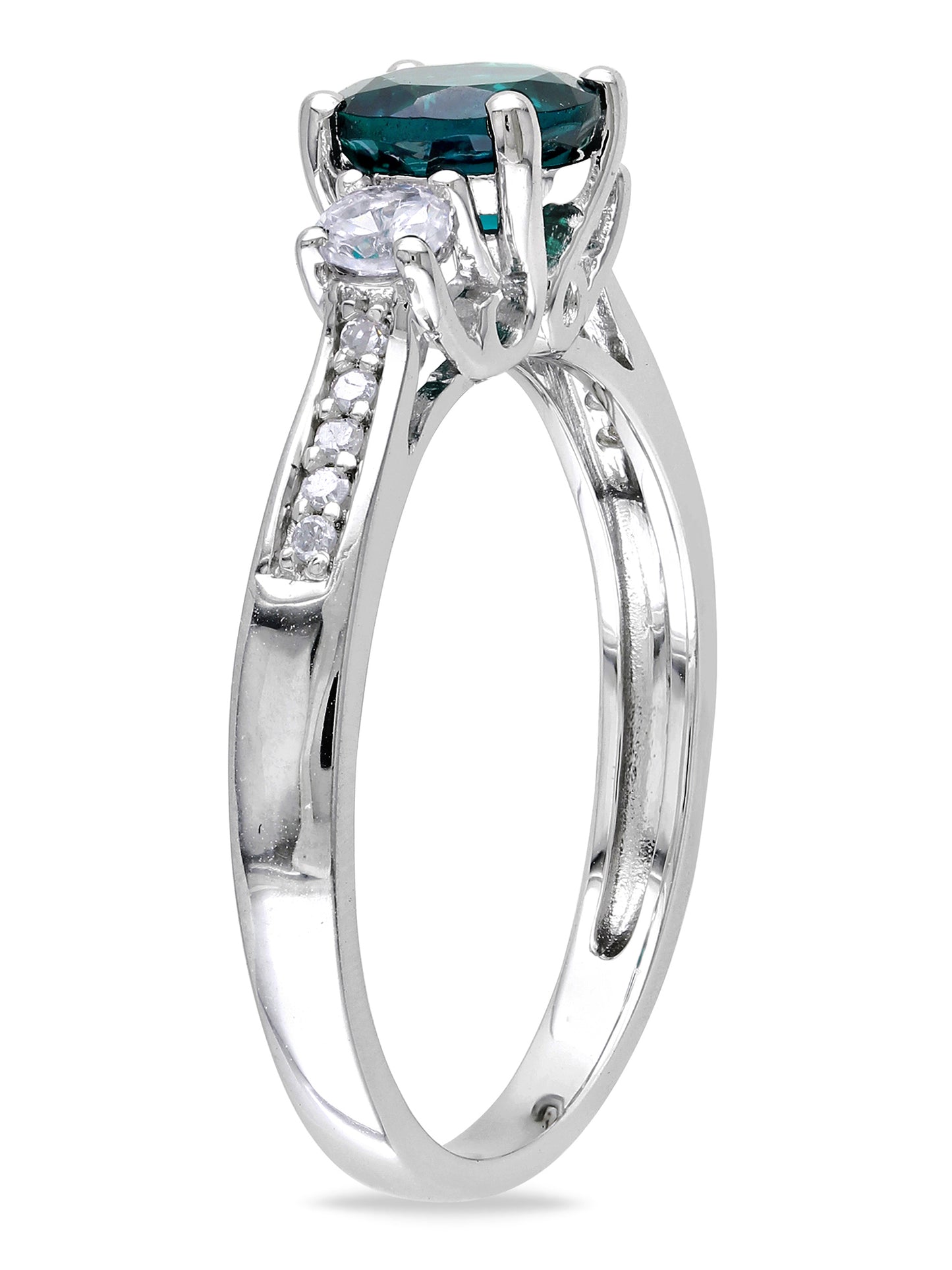 Women'S Created Sapphire and Created Emerald 10K White Gold Ring