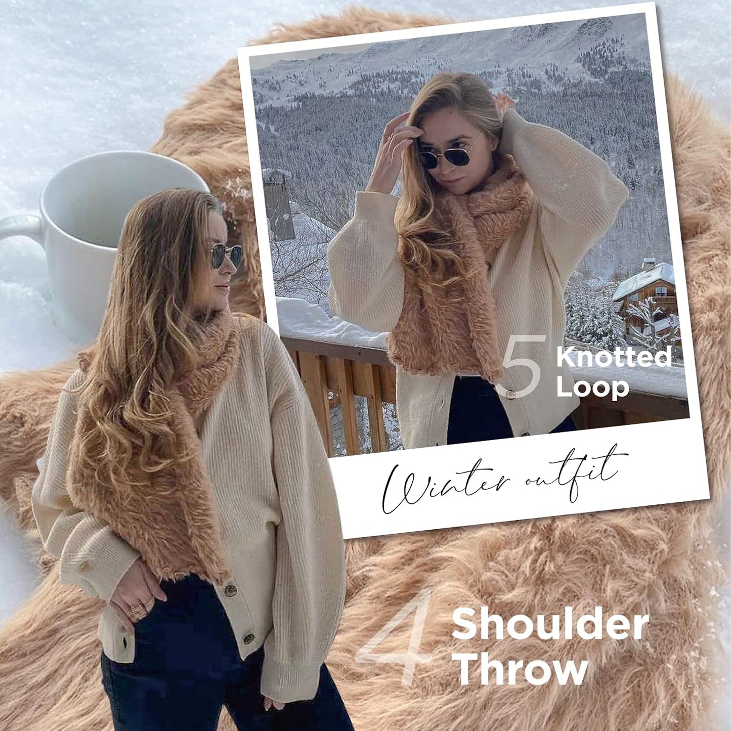 ONE Scarf: Faux Fur Infinity Scarfs or Shawl Wraps for Women Winter Warm, Soft & Fluffy Scarf in Gift Box
