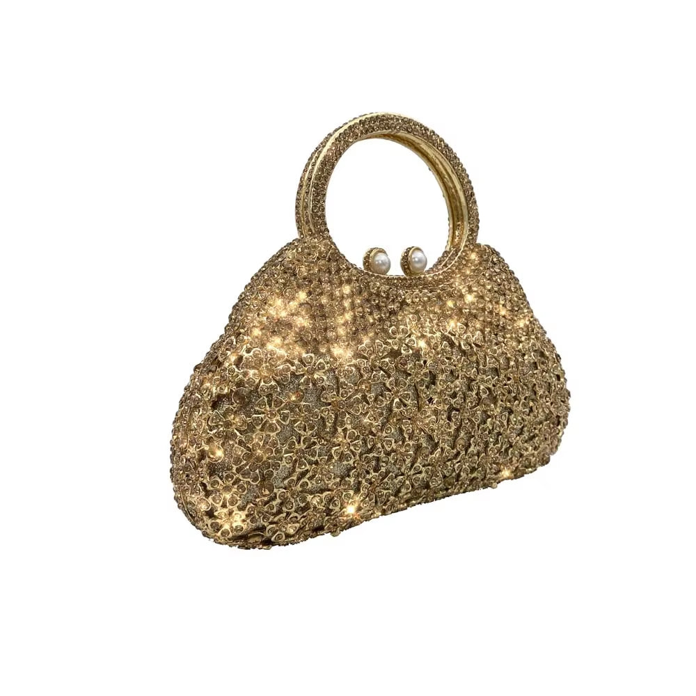 Ladies Rhinestone Handbag Hollow Out Crystal Purse Diamond Women Evening Clutch Bags for Wedding Party