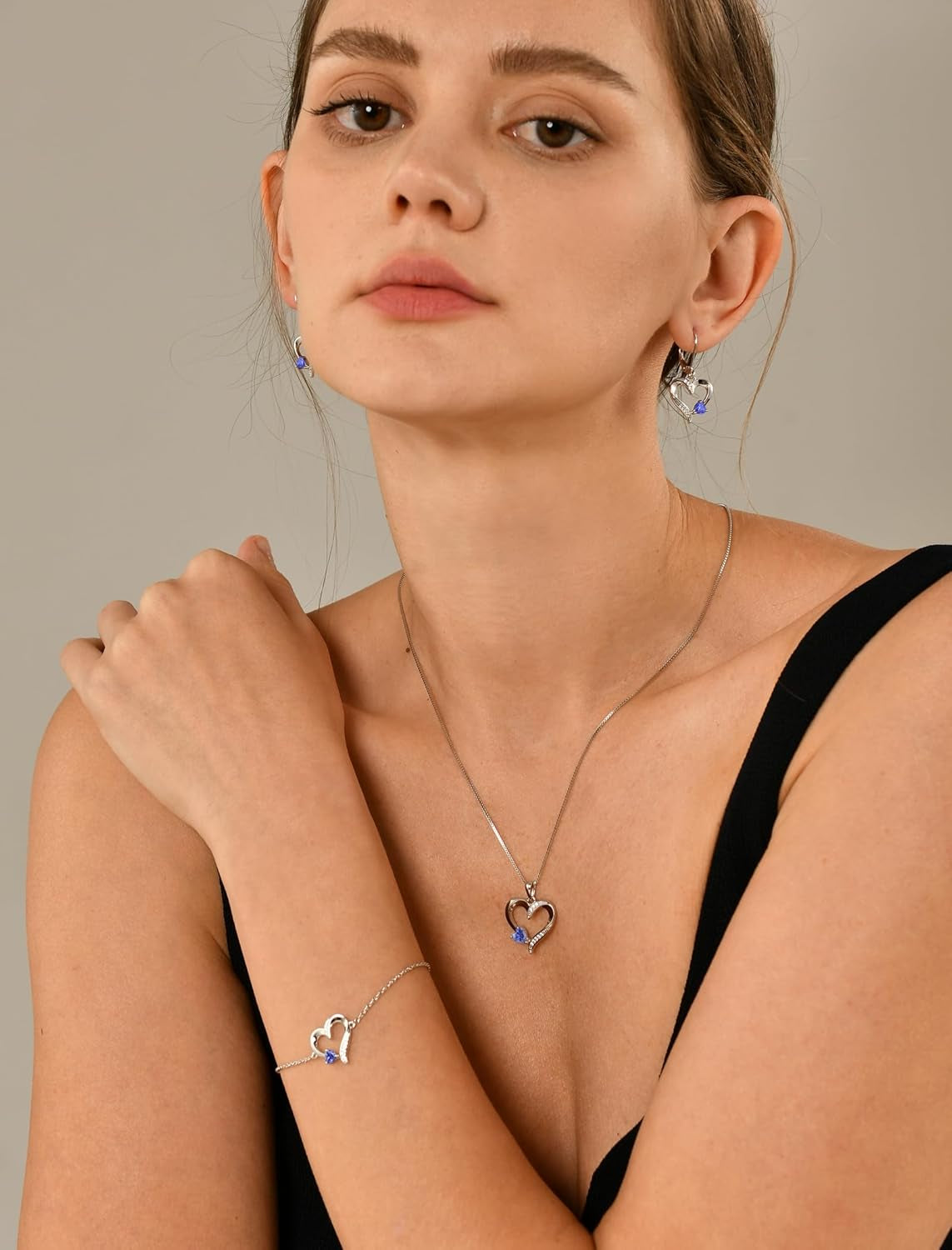 Heart Earrings Sterling Silver Love Heart Dangle Drop Earrings Birthstone Leverback Jewelry for Women