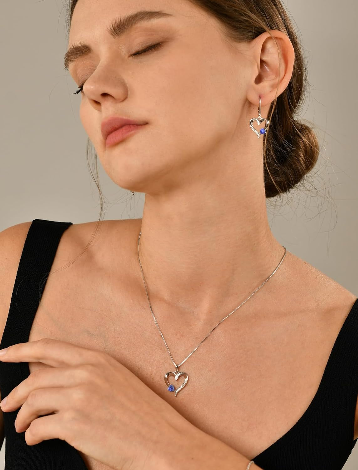 Heart Earrings Sterling Silver Love Heart Dangle Drop Earrings Birthstone Leverback Jewelry for Women